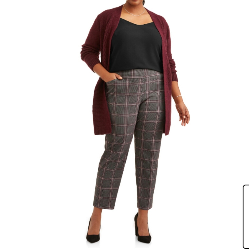 Terra & Sky Plus Size  Plaid Stretch Pant - Picture 4 of 7